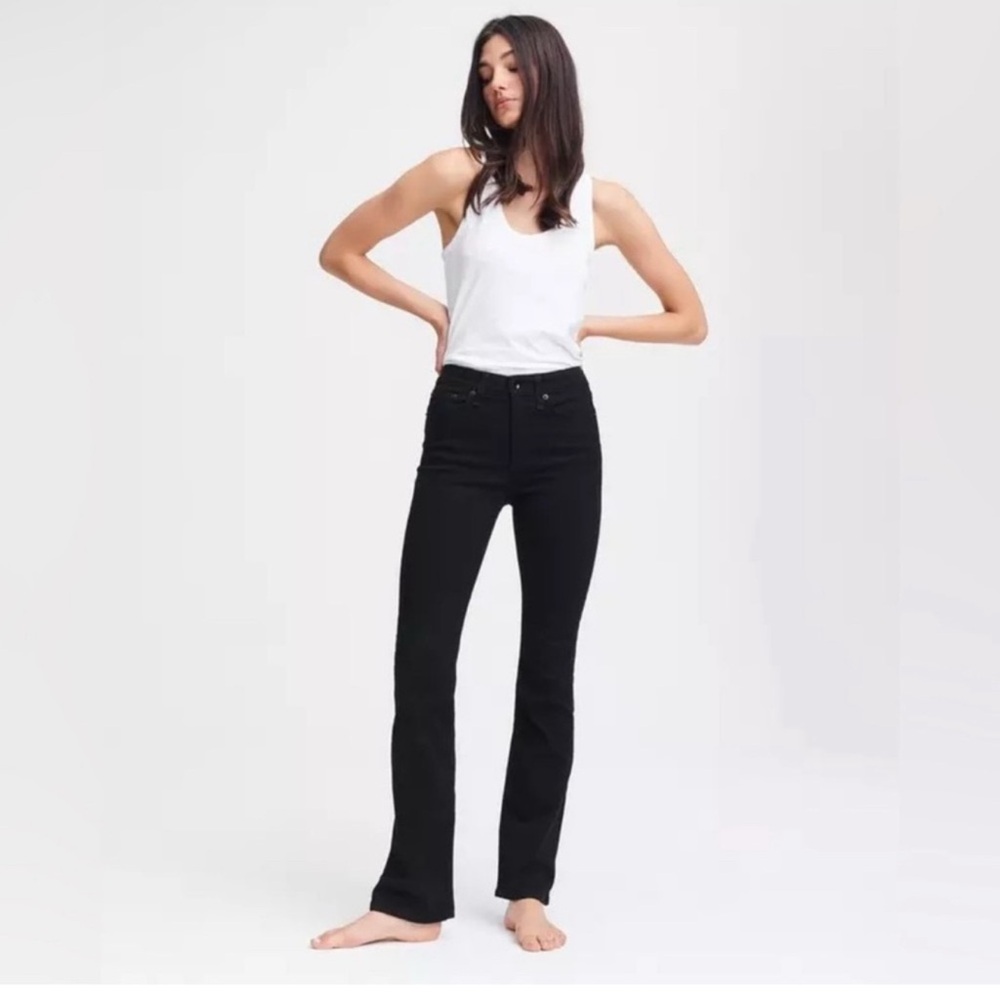 Rag and bone Nina High Rise Bootcut Jeans in No Fade Black Size 26 Designer Boho